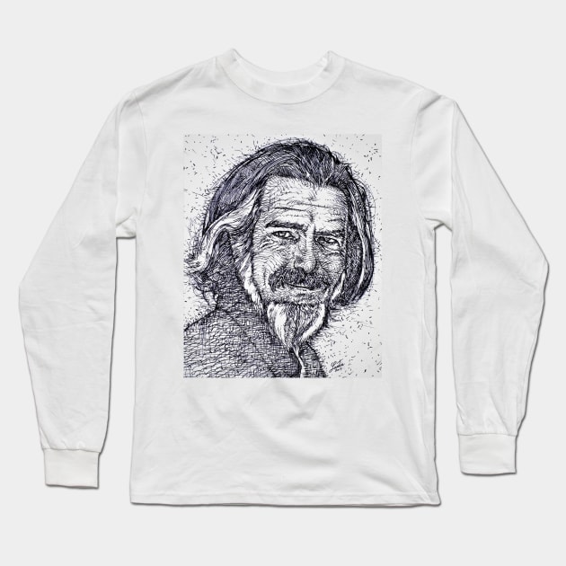 ALAN WATTS - ink portrait .1 Long Sleeve T-Shirt by lautir